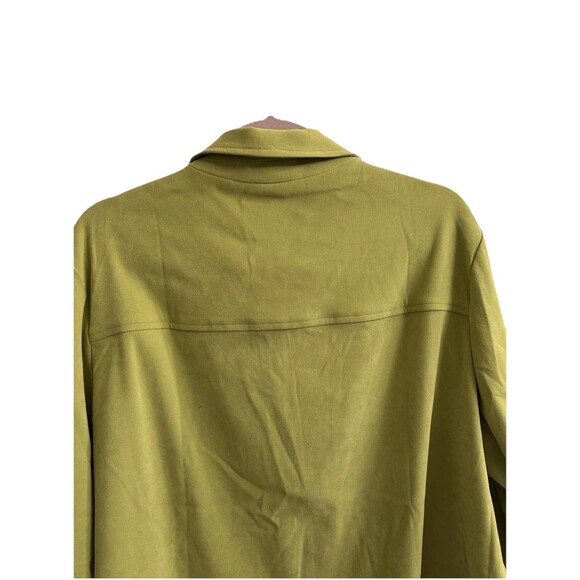 Susan Graver Women’s Green Long Sleeve Microsuede Button Up Top 1X Casual Career - Picture 5 of 6